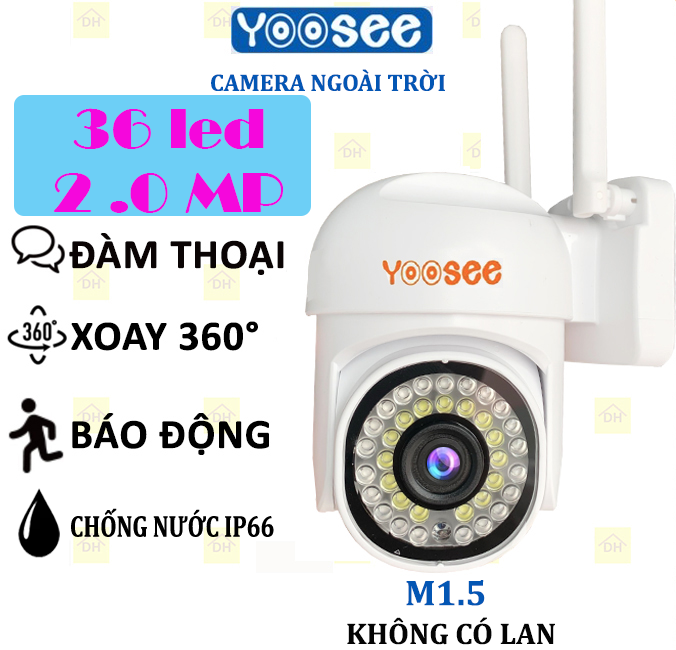 Camera YOOSEE 2.0 MP PTZ M1.5 Mini Xoay 360 Độ Wifi 36 LED