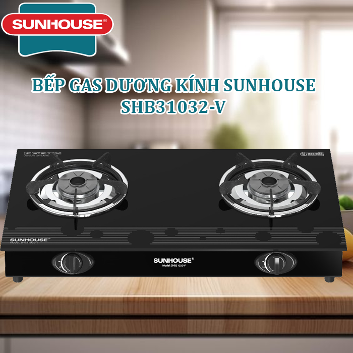 BẾP GAS ĐÔI SUNHOUSE SHB31032-V SG FULL BOX KIẾNG CƯỜNG LỰC - KT MẶT KÍNH 36.5 X 69 CM