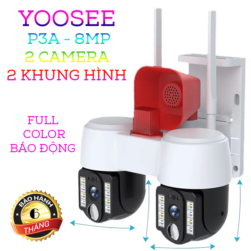 CAMERA WIFI YOOSEE SONG SINH P3A - 2 KHUNG HÌNH - CHỐNG NƯỚC KÈM CÒI HÚ , FULL CHỨC NĂNG