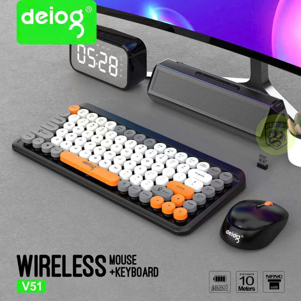 COMBO PHÍM CHUỘT KHÔNG DÂY BLUETOOTH DEIOG V51 CHÍNH HÃNG