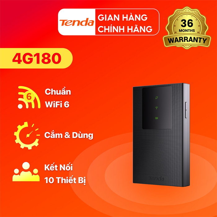 ROUTER , BỘ PHÁT WIFI DI ĐỘNG 4G TENDA 4G180 V4.0 WIFI 6 CHÍNH HÃNG